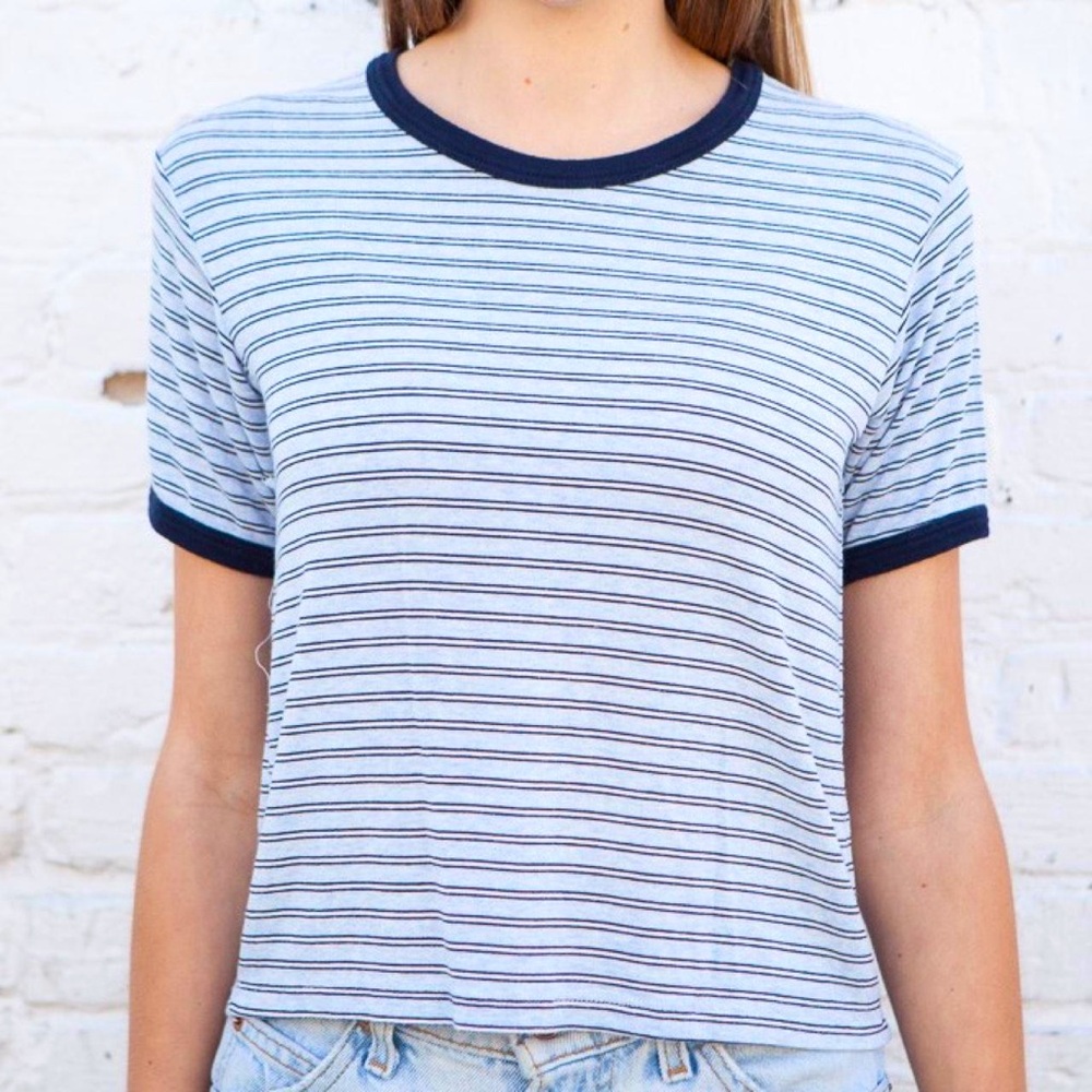 Vintage Brandy Melville John Galt Blue Striped Nadine Crewneck Tee